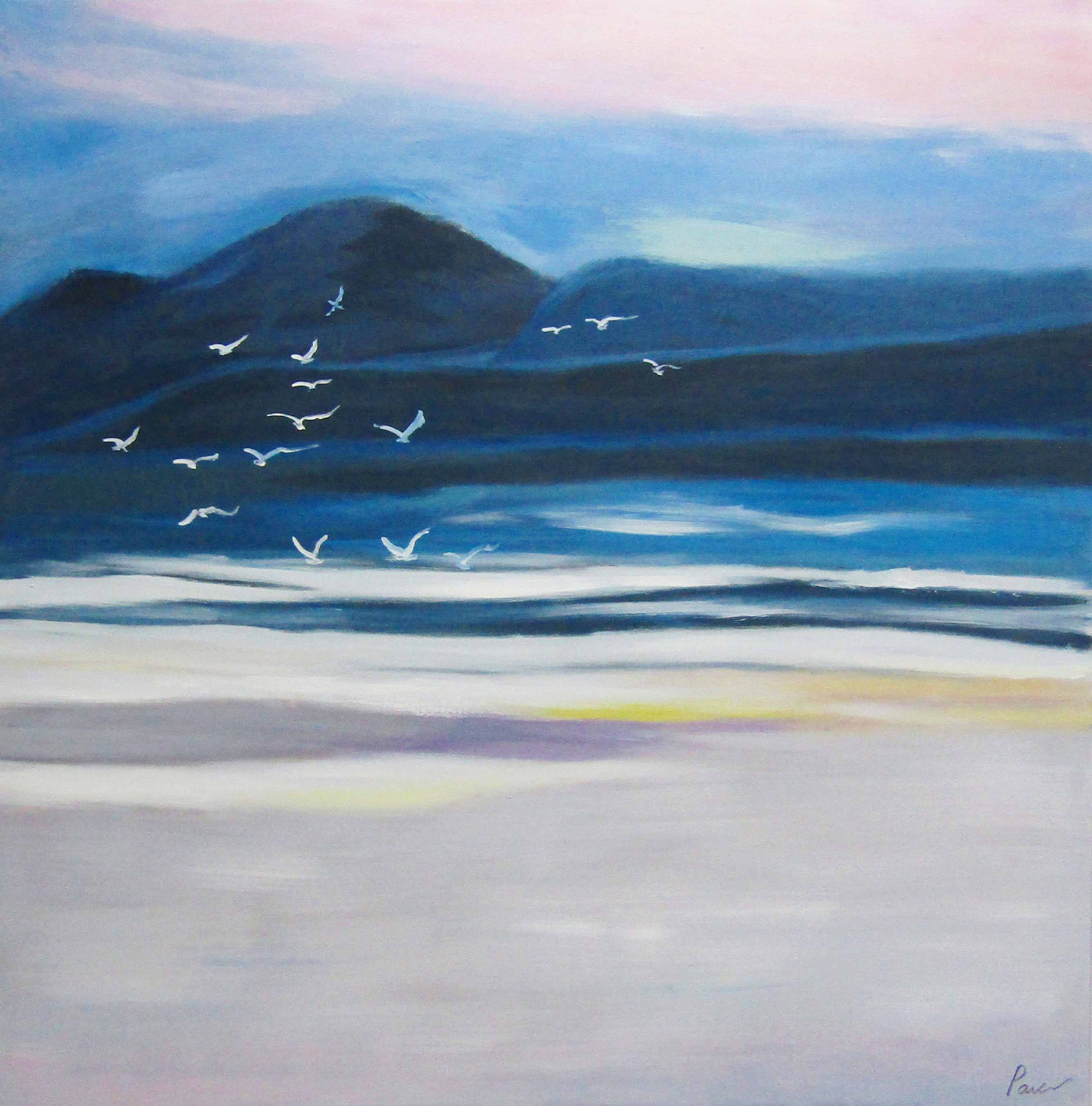 PXFC371 Wall décor art oil on canvas seascape blue brown grey tones